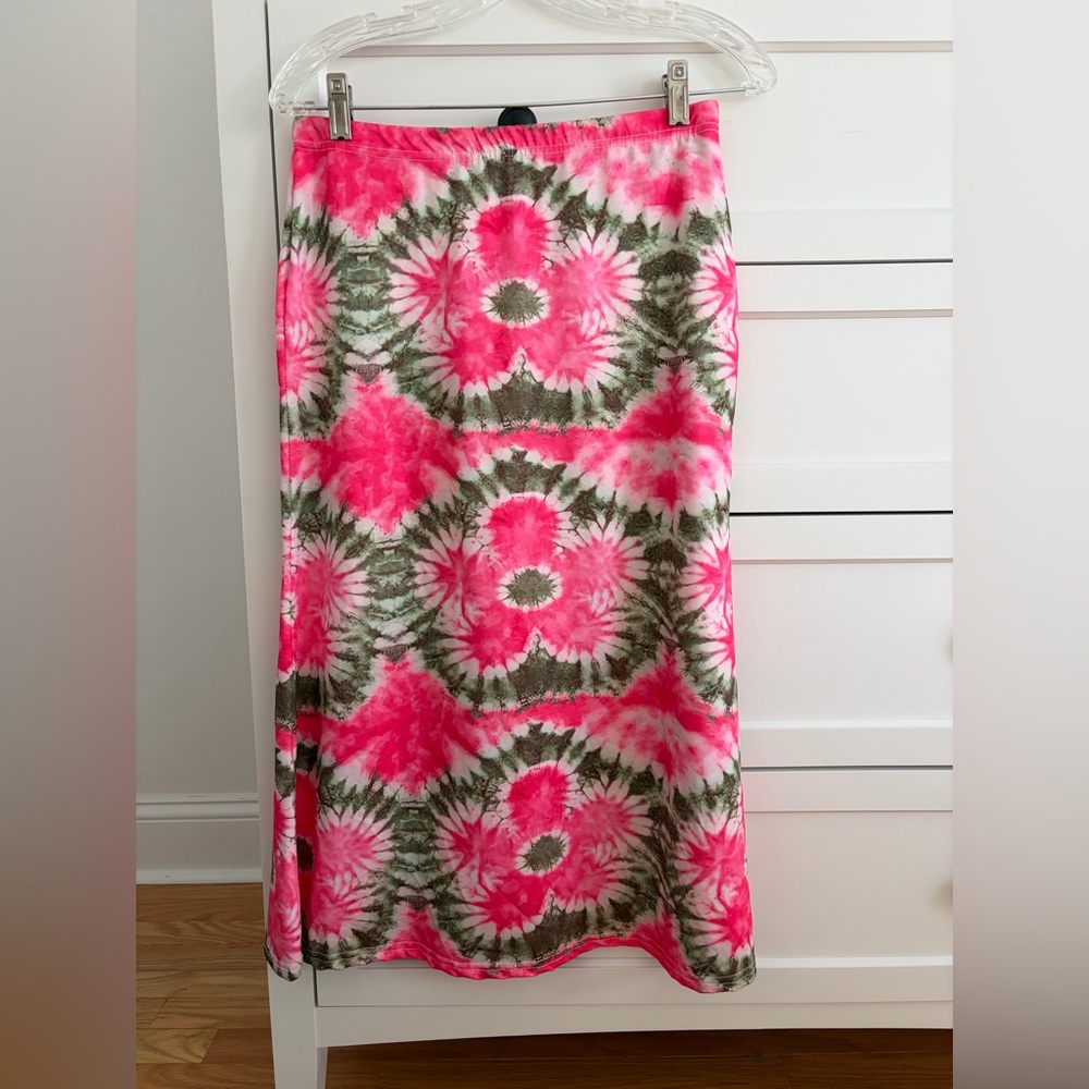 Pink and Green Tie-Dye Skirt